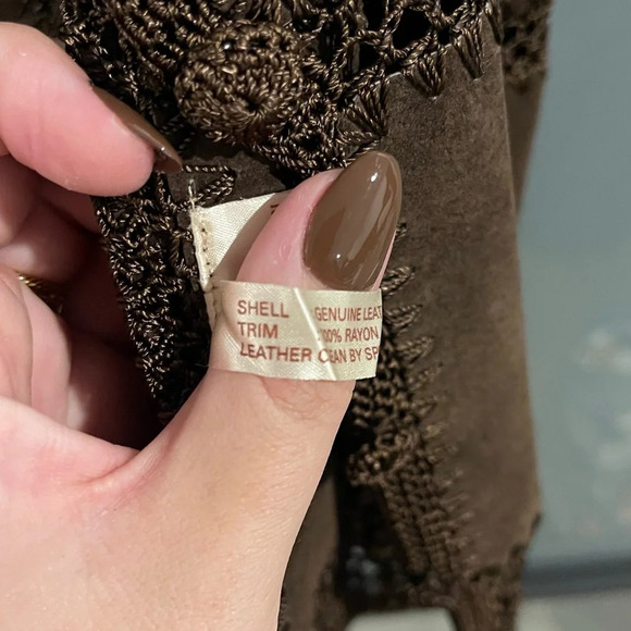 Vintage Scully Leather Suede Crotchet Patchwork Jacket - Size 8 - Picture 6 of 8